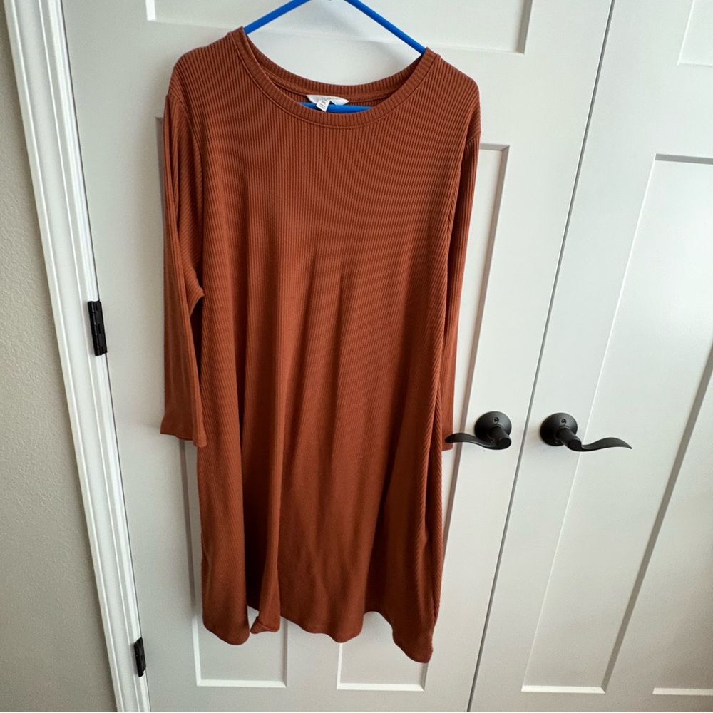 Brown long sleeve, dress, pockets, 22, fall, School, Teacher, add jacket or vest